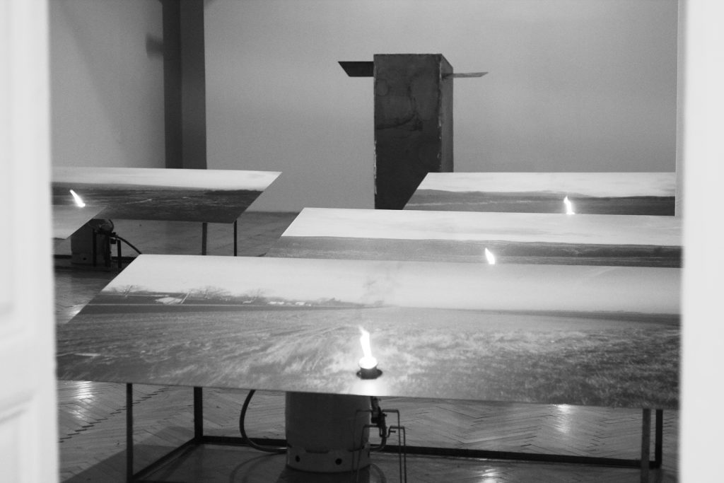 Condensate, Photographs on steel, epoxy resin, wood, video., Belgrade 2014.
